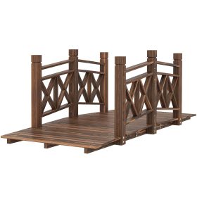 Outsunny 5' Wooden Garden Bridge Footbridge for Backyard Ponds, Creeks, Streams, Carbonized