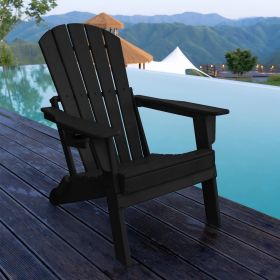 HDPE Folding Adirondack Chairs With Cup Holder (Option: Black-2pack)