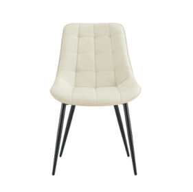 Modern Creamy White Fabric Dining Chair With Stylish Grid Pattern (Option: Cream White)