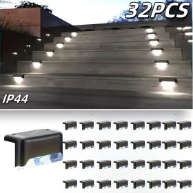 32PCS Solar Deck Lights Outdoor, Solar Step Lights Waterproof Led Solar lights for Outdoor Stairs, Step , Fence, Yard, Patio (Color: White light 32PCS)