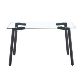 Glass Dining Table Transparent, 130  80   8MM (Color: black)